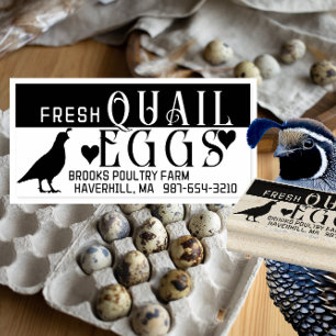 PERSONALIZED EGG CARTON Fresh Quail Eggs & Hearts Rubber Stamp