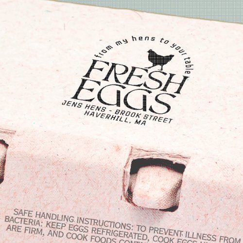 PERSONALIZED EGG CARTON LOGO Fresh Eggs Hen  Rubber Stamp