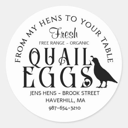 PERSONALIZED EGG CARTON LOGO Quail Eggs with Heart Classic Round Sticker