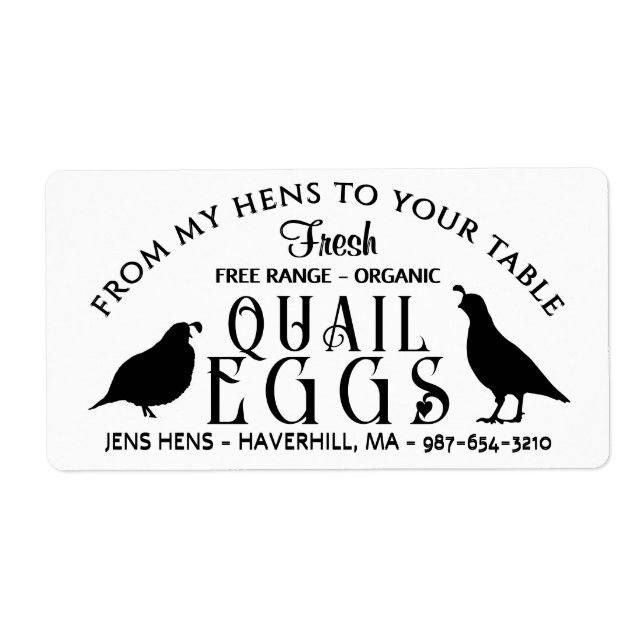 PERSONALIZED EGG CARTON LOGO Quail Eggs with Heart Label (Front)