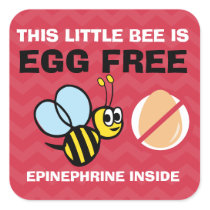 Personalized Egg Free Bumblebee Egg Allergy Alert Square Sticker