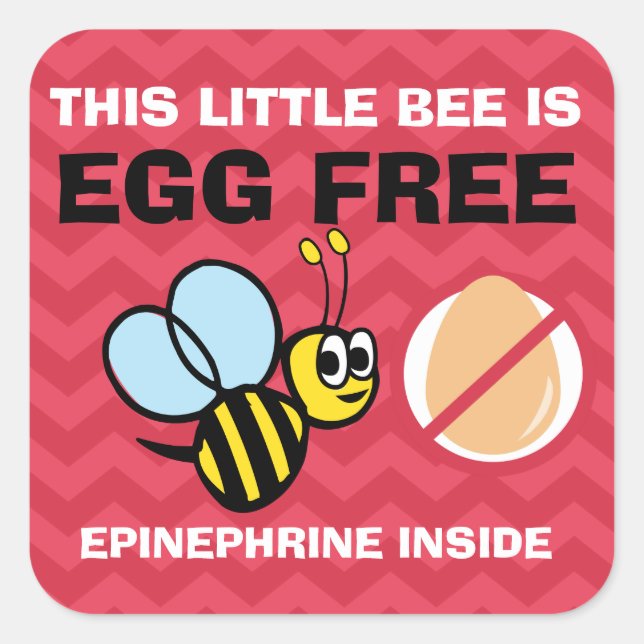 Personalized Egg Free Bumblebee Egg Allergy Alert Square Sticker (Front)