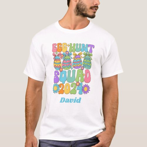 Personalized Egghunt Squad Retro Print T_shirt