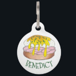 Personalized Eggs Benedict Breakfast Food Diner Pet Name Tag<br><div class="desc">Design features an original marker illustration of delicious eggs benedict, with ham, poached egg, hollandaise sauce, and chives. A diner breakfast food classic, ideal for your favorite chef or foodie! Don't see what you're looking for? Need help with customization? Click "contact this designer" to have something created just for you!...</div>