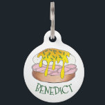 Personalized Eggs Benedict Breakfast Food Diner Pet Name Tag<br><div class="desc">Design features an original marker illustration of delicious eggs benedict, with ham, poached egg, hollandaise sauce, and chives. A diner breakfast food classic, ideal for your favorite chef or foodie! Don't see what you're looking for? Need help with customization? Click "contact this designer" to have something created just for you!...</div>