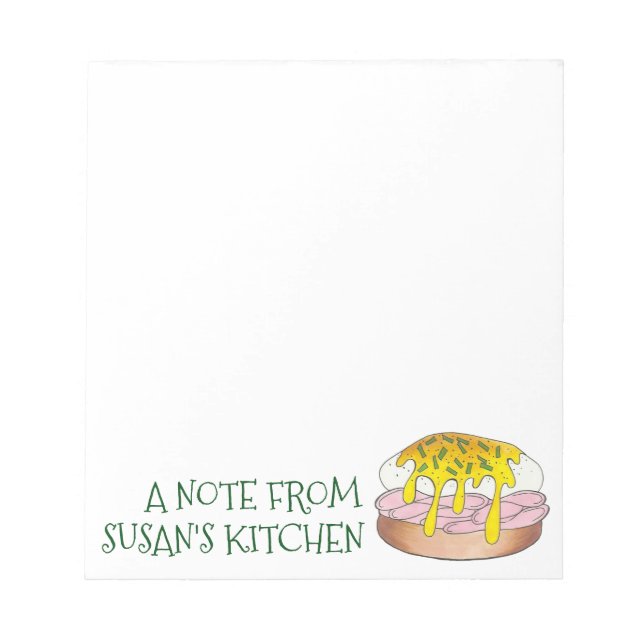 Personalized Eggs Benedict Food Foodie Kitchen Notepad (Front)
