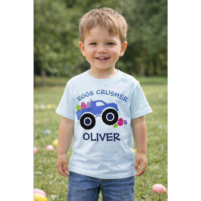 Personalized “Eggs Crusher” Monster Truck Easter Toddler T-shirt (Creator Uploaded)
