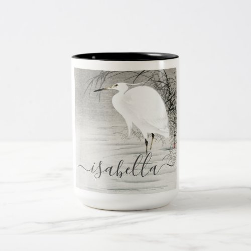Personalized Egret Coastal Bird Two_Tone Coffee Mug