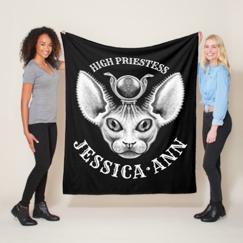 Personalized Egyptian Sphynx Cat Black Gothic Fleece Blanket