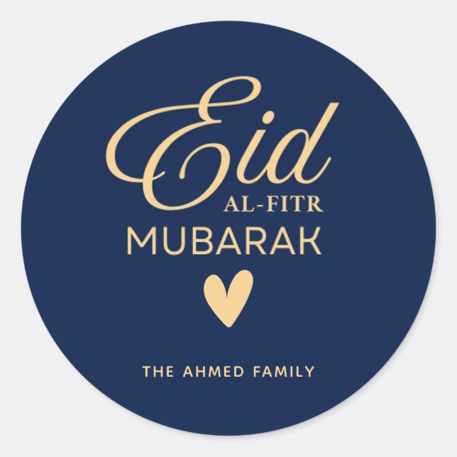 Personalized Eid al-Fitr Mubarak Round Sticker (Front)