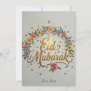 Personalized Eid Mubarak Floral Modern card