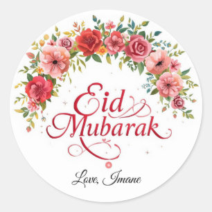 Personalized Eid Mubarak Muslim Classic Round  Sticker