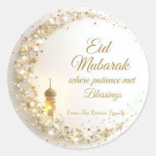 Personalized Eid Mubarak Muslim modern  Classic Round Sticker