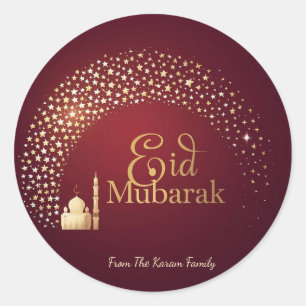 Personalized Eid Mubarak Muslim modern Classic  Round Sticker