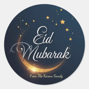 Personalized Eid Mubarak Muslim modern  Classic Round Sticker