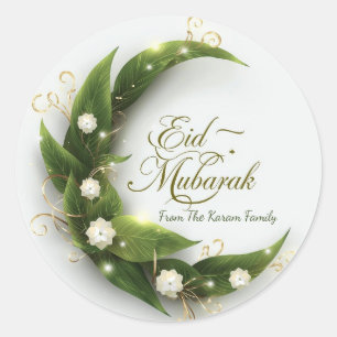 Personalized Eid Mubarak Muslim modern Classic  Round Sticker