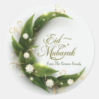 Personalized Eid Mubarak Muslim modern Classic Round Sticker