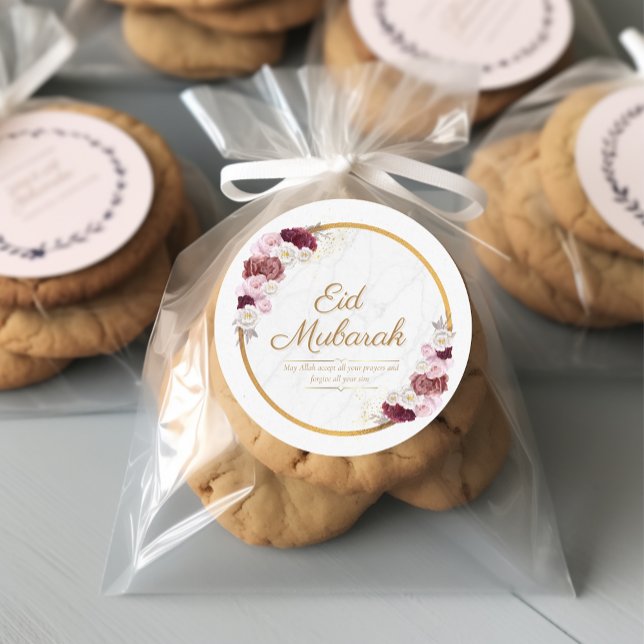 Personalized Eid Mubarak Pink Flower Sticker (Creator Uploaded)