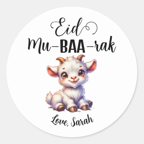 Personalized Eid Mubarak Round Goat Stickers