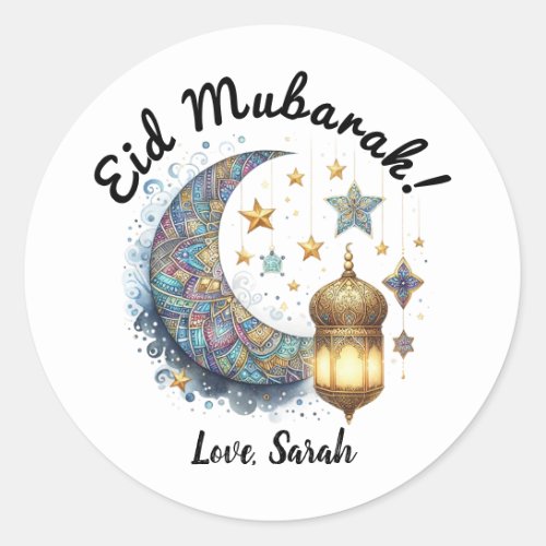 Personalized Eid Mubarak Round Stickers