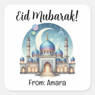 Personalized Eid Mubarak Square Stickers