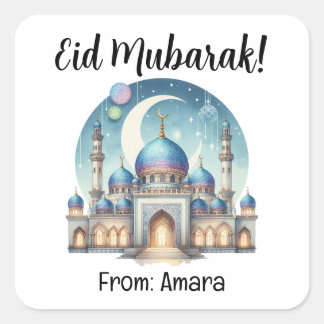 Personalized Eid Mubarak Square Stickers
