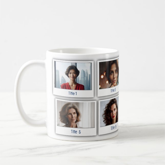 Personalized Eight 8 Photos and Names Gift Mug (Left)