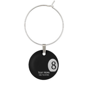 Personalized Eight Ball Wine Tag Glass Charm