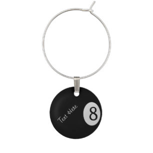 Personalized Eight Ball Wine Tags Glass Charm
