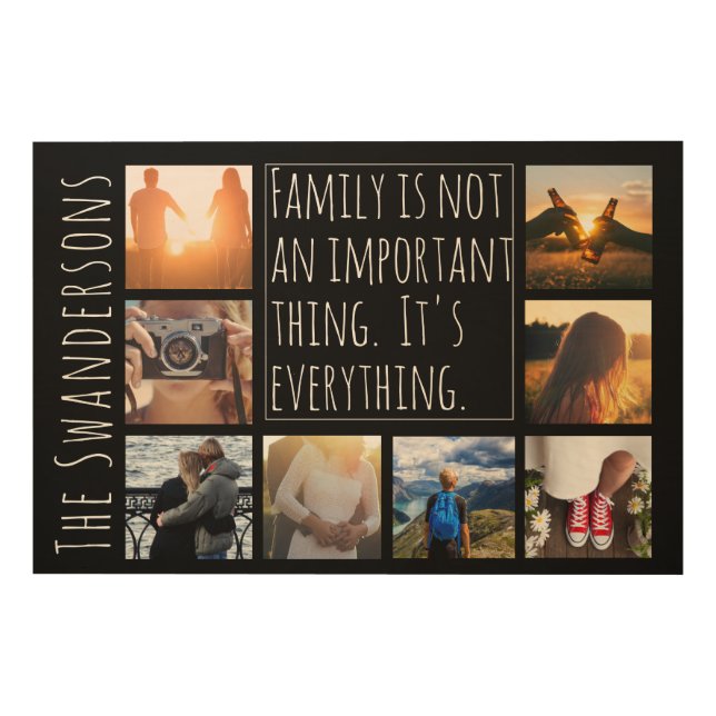 Personalized Eight Frame Quote Wood Wall Art (Front)