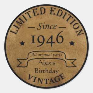 Personalized eighty five vintage 85th birthday classic round sticker