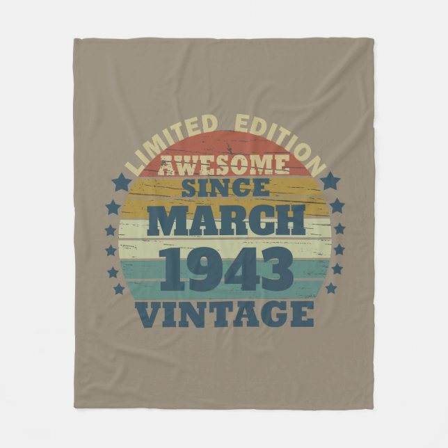 Personalized eighty vintage 80th birthday fleece blanket (Front)