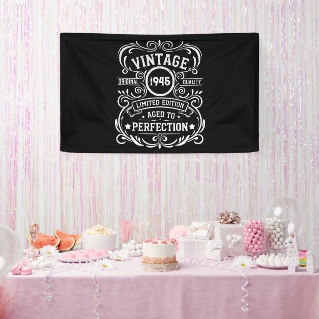 Personalized eighty vintage 80th birthday party banner (Party)