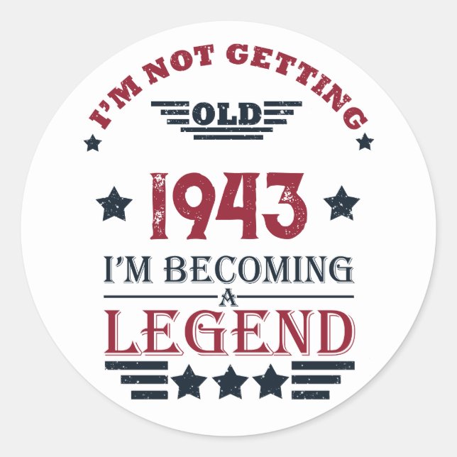 Personalized eighty vintage 80th birthday party classic round sticker (Front)