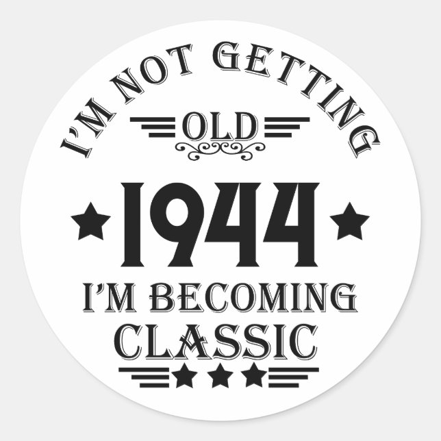 Personalized eighty vintage 80th birthday party classic round sticker (Front)