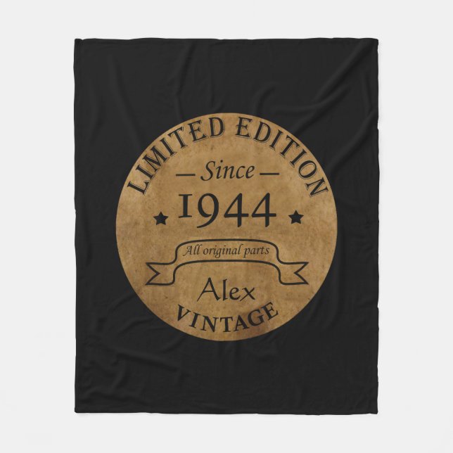 Personalized eighty vintage 80th birthday party fleece blanket (Front)