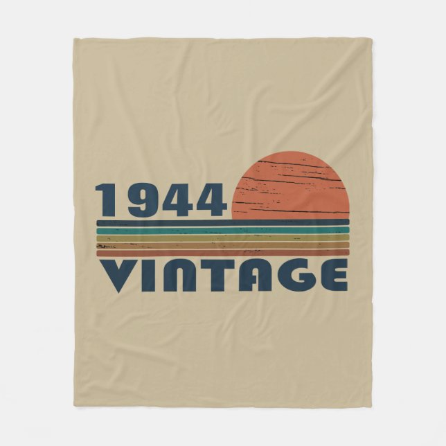 Personalized eighty vintage 80th birthday party fleece blanket (Front)