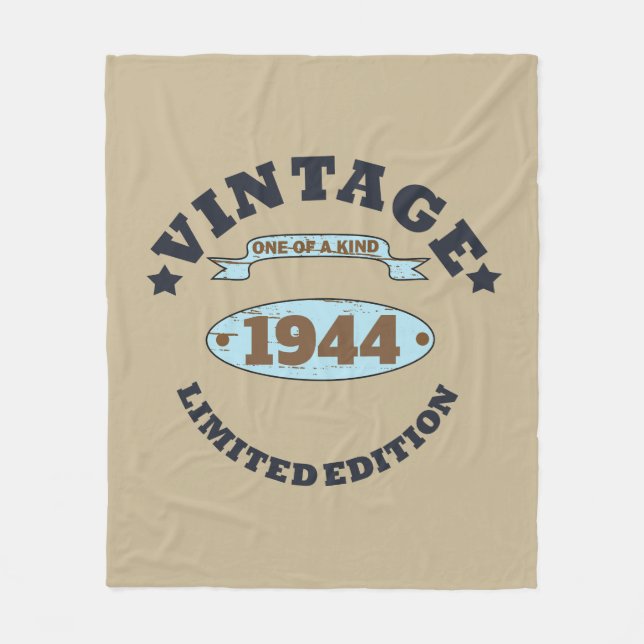 Personalized eighty vintage 80th birthday party fleece blanket (Front)