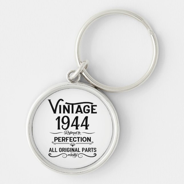 Personalized eighty vintage 80th birthday party keychain (Front)