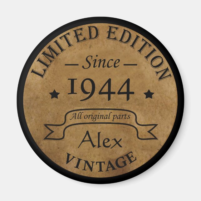 Personalized eighty vintage 80th birthday party magnet (Front)