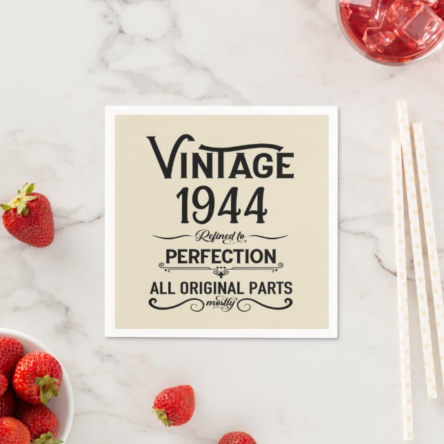 Personalized eighty vintage 80th birthday party napkins (Insitu)