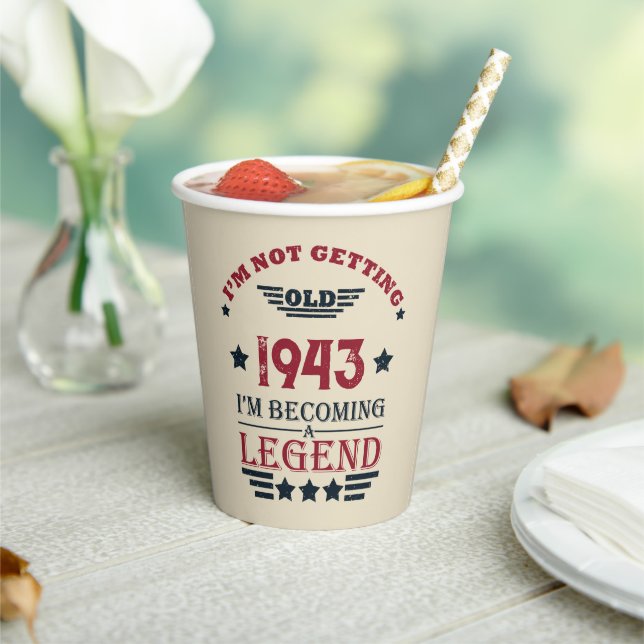 Personalized eighty vintage 80th birthday party paper cups (Insitu)