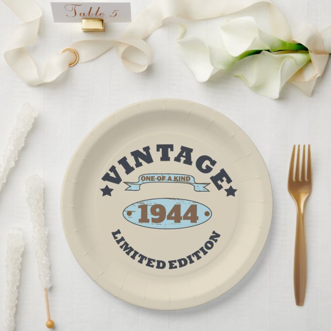 Personalized eighty vintage 80th birthday party paper plates (Wedding)