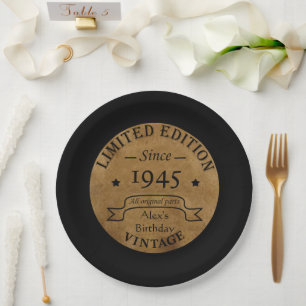 Personalized eighty vintage 80th birthday party paper plates
