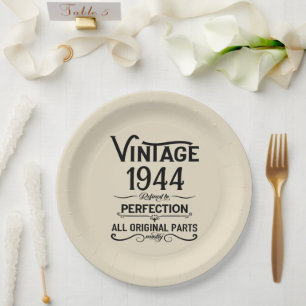 Personalized eighty vintage 80th birthday party paper plates