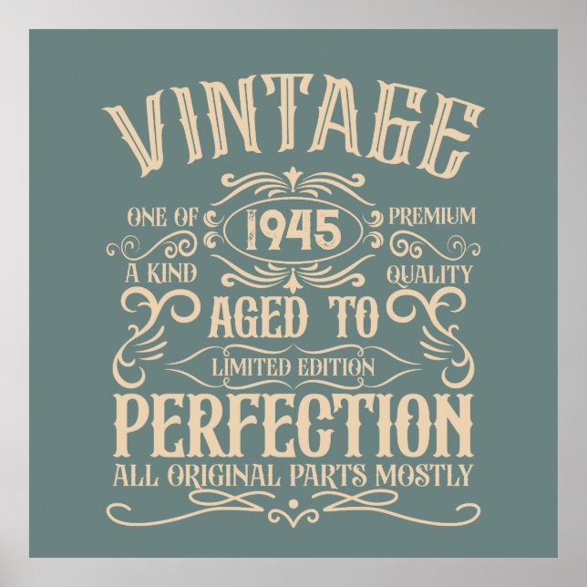 Personalized eighty vintage 80th birthday party poster (Front)