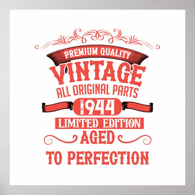 Personalized eighty vintage 80th birthday party poster (Front)
