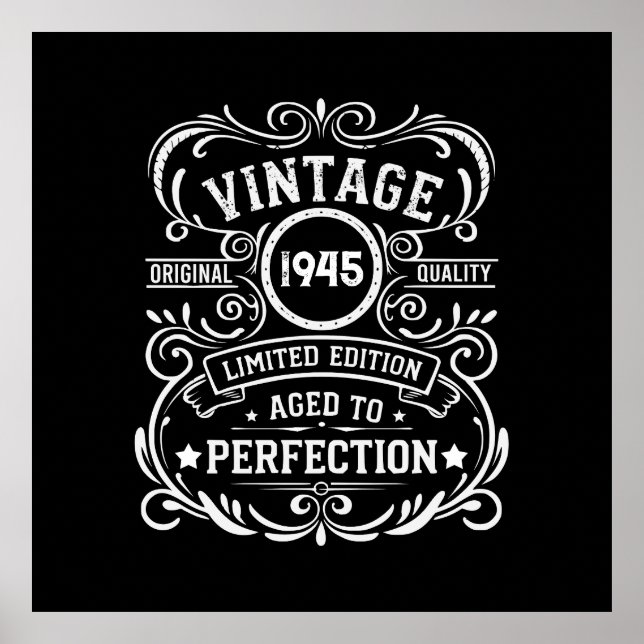 Personalized eighty vintage 80th birthday party poster (Front)