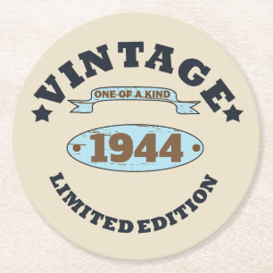 Personalized eighty vintage 80th birthday party round paper coaster
