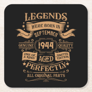 Personalized eighty vintage 80th birthday party square paper coaster